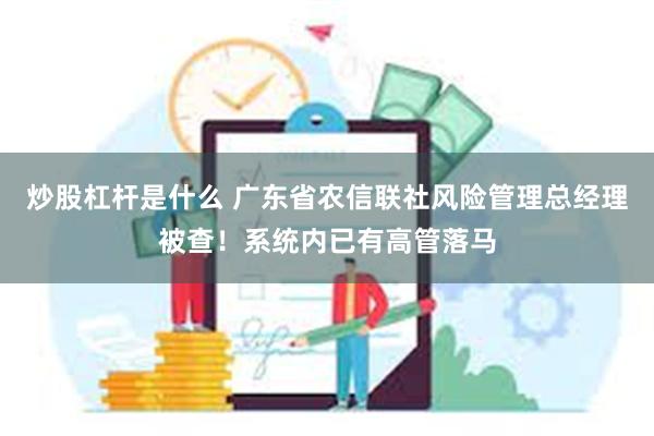 炒股杠杆是什么 广东省农信联社风险管理总经理被查！系统内已有高管落马